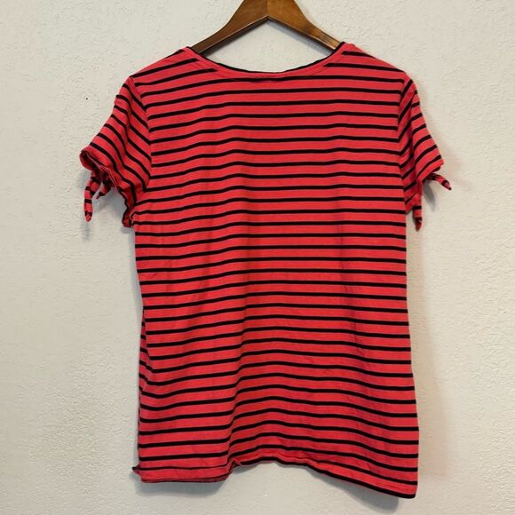 Women's Nautica Red and Navy Striped Short Sleeve Tee - Picture 9 of 9